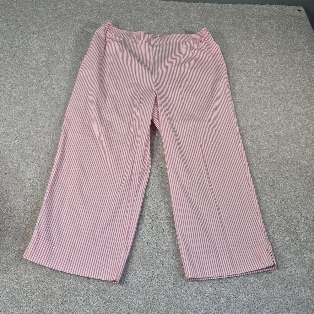Koret Striped Pink Candy Stretch Waist High Rise Medium 10 Crop With Pockets Y2k